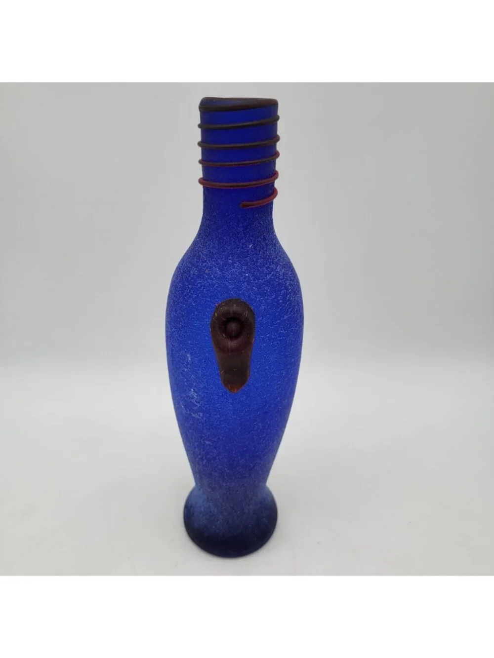 Murano Scavo 1960s Blue Bottle Vase